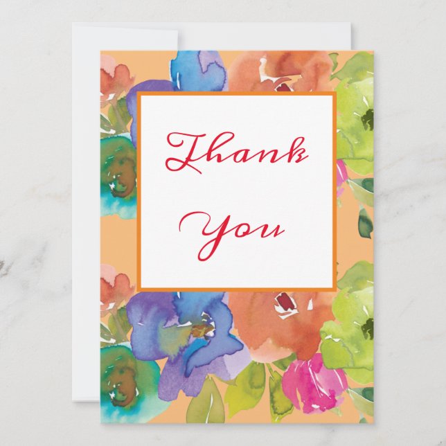 Beautiful Pastel Watercolor Blume Vielen Dank Karte (Vorderseite)