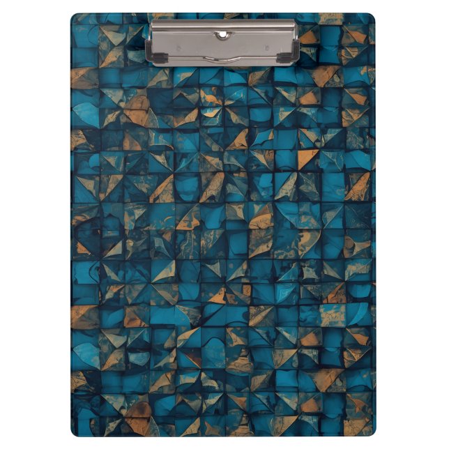 Beautiful Patchwork "Look" in Dark Teal Klemmbrett (Vorderseite)