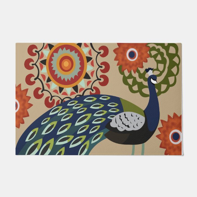 Beautiful Peacock Doormat, Vintage Peacock Mat Fußmatte (Vorderseite)