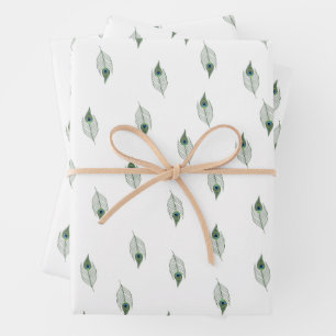 Beautiful Peacock Feather Wrapping Papaer Geschenkpapier Set