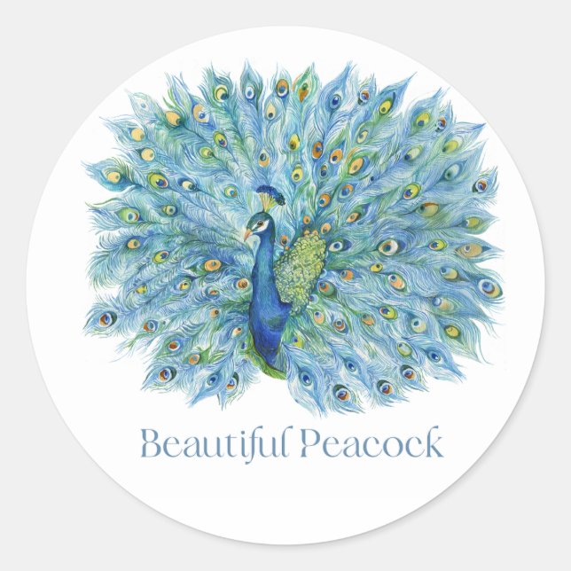 Beautiful Peacock Runder Aufkleber (Vorderseite)