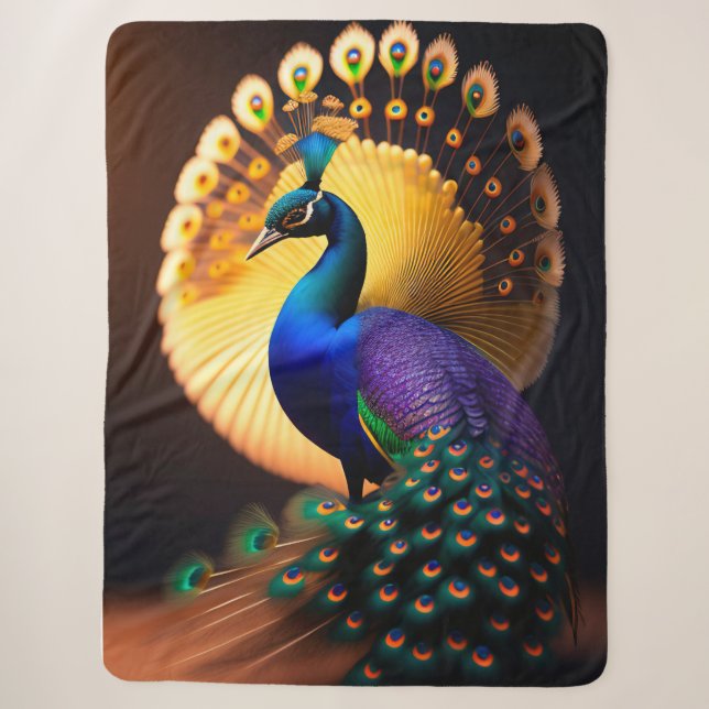 Beautiful Peacock Sherpa Blanket Sherpadecke (Vorderseite)