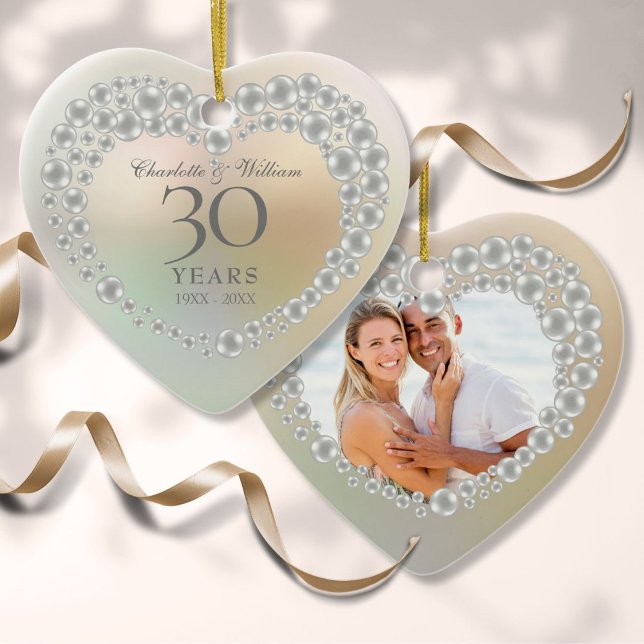 Beautiful Pearl 30-jähriges Foto Keramik Ornament (Beautiful Pearl 30th Anniversary Photo Ceramic Ornament)