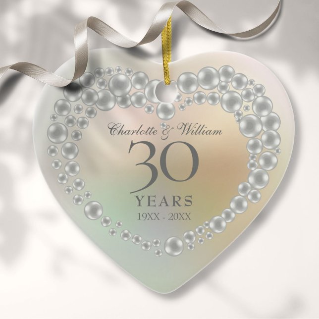 Beautiful Pearl 30-jähriges Foto Keramik Ornament (Beautiful Pearl 30th Anniversary Photo Ceramic Ornament)