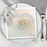 Beautiful Pearl 30th Anniversary Serviette<br><div class="desc">Featuring a beautiful pearl and pearls heart,  this chic 30th wedding anniversary napkin can be personalised with your special pearl anniversary information on a pearl background. Designed by Thisisnotme©</div>