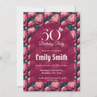 Beautiful Peonies Sparkle Birthday Event Einladung