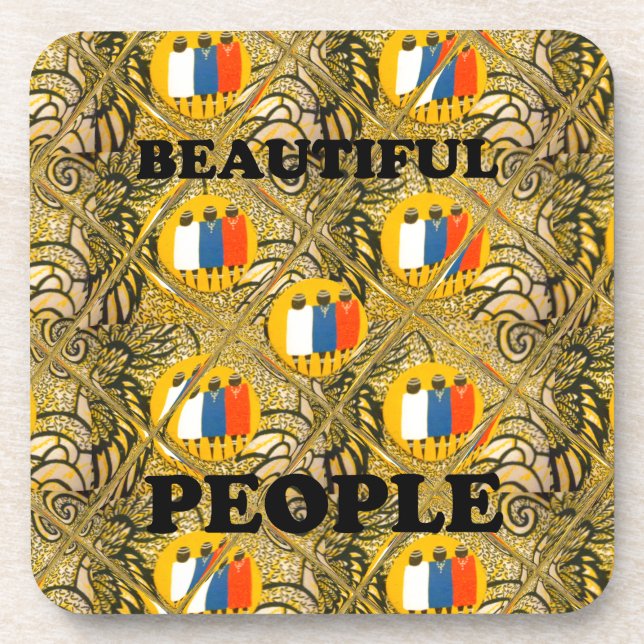 Beautiful People African Traditional Motif Farben Untersetzer (Vorderseite)