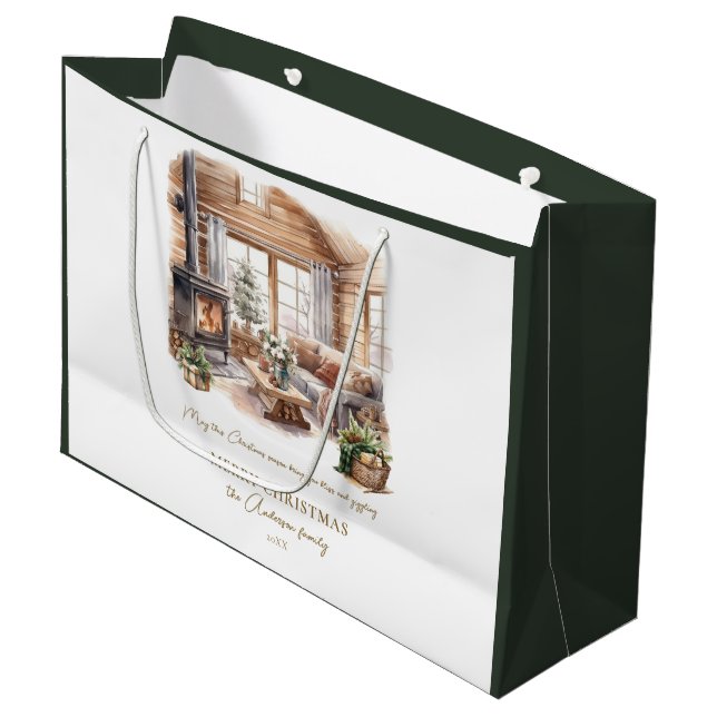 Beautiful Personalized Christmas Home atmosphere Große Geschenktüte (Vorderseite Schrägansicht)