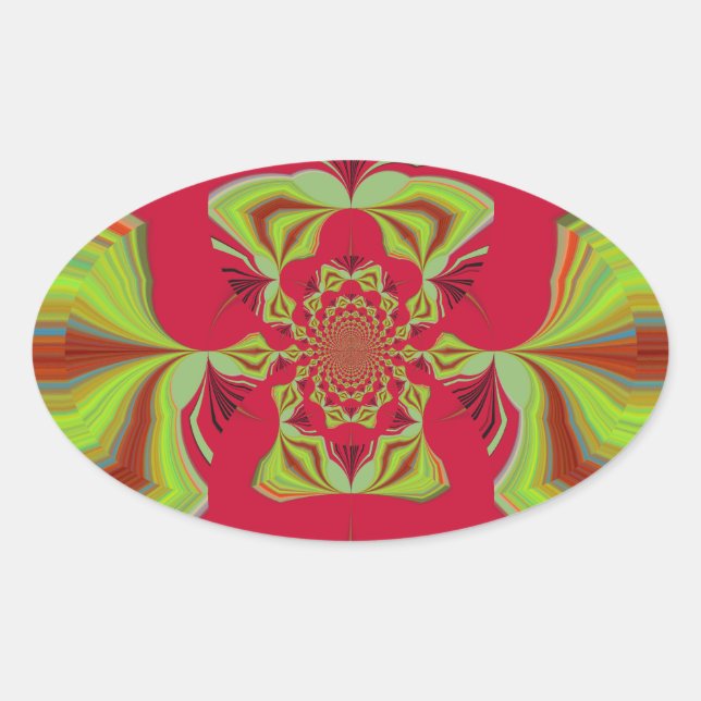 Beautiful Phantastisch African Red Gelb Motif Patt Ovaler Aufkleber (Vorderseite)