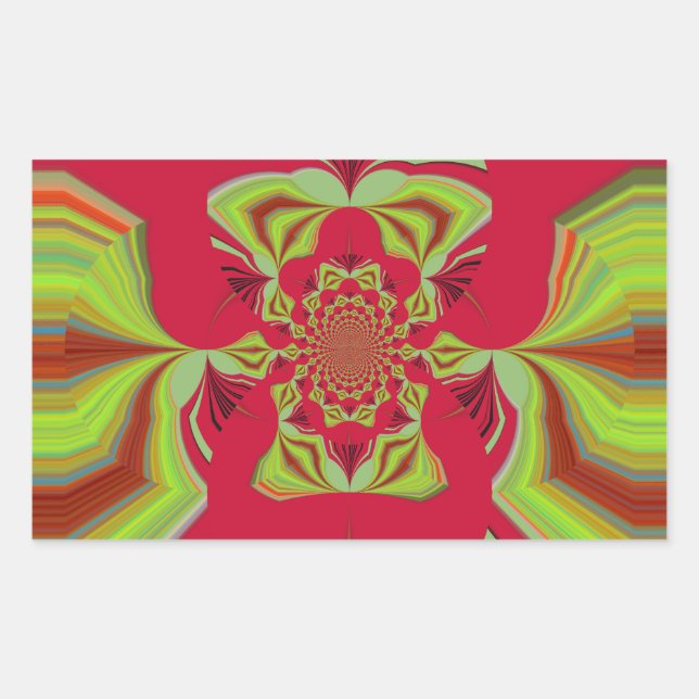 Beautiful Phantastisch African Red Gelb Motif Patt Rechteckiger Aufkleber (Vorderseite)