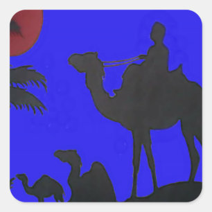 Beautiful Phantastisch Sunset Camel Safari Quadratischer Aufkleber