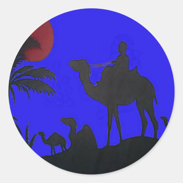 Beautiful Phantastisch Sunset Camel Safari Runder Aufkleber (Vorderseite)
