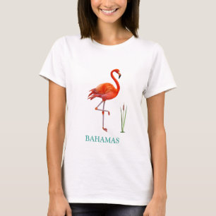 Beautiful Pink Flamingo Bird & Reed Pflanze T - Sh T-Shirt