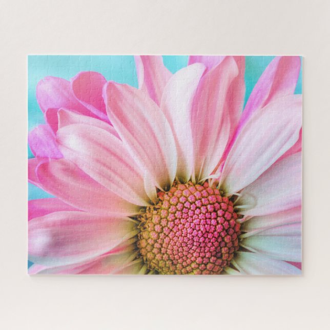 Beautiful Pink Flower on Baby Blue 16x20 520 pc. (Horizontal)