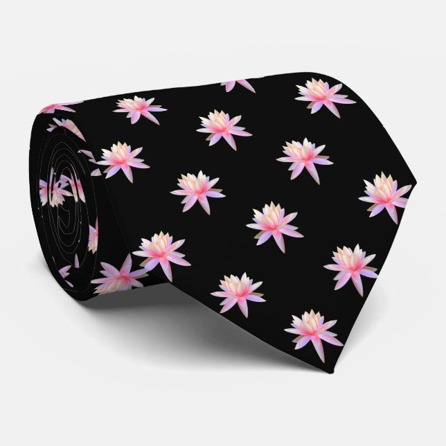 Beautiful Pink Lily Lotus Flower Trendy Krawatte (Gerollt)