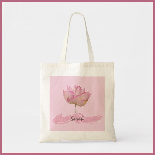 Beautiful Pink Lotus Blume Bridesmaid Tote Bag Tragetasche (Von Creator hochgeladen)