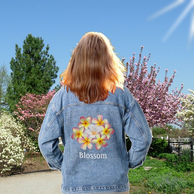 Beautiful Pink Plumeria Blume Denim Jacket Jeansjacke (Von Creator hochgeladen)