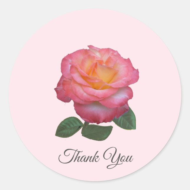 Beautiful Pink Rose Vielen Dank Runder Aufkleber (Vorderseite)