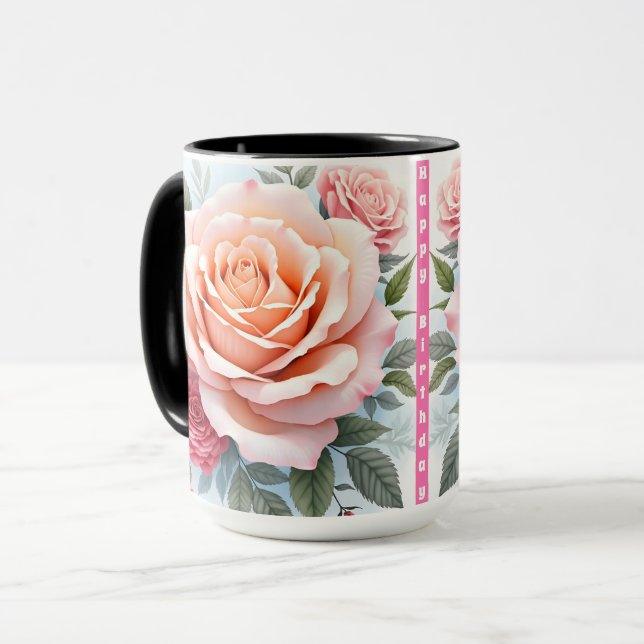 Beautiful Pink Roses Luxury Modern Collection Tasse (Vorderseite Links)