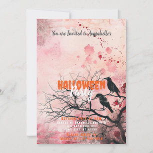Beautiful Pink Sky Red Blume Halloween-Party Einladung