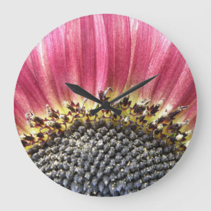 Beautiful Pink Sunflower Wall Clock Große Wanduhr