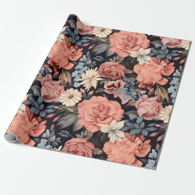 Beautiful Pink Vintag Blues Geschenkpapier (Ungerollt)