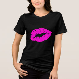 Beautiful Playful Pink Lipstick Kiss Isolated Tri-Blend Shirt