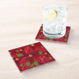 Beautiful Poinsettia Glass Untersetzer