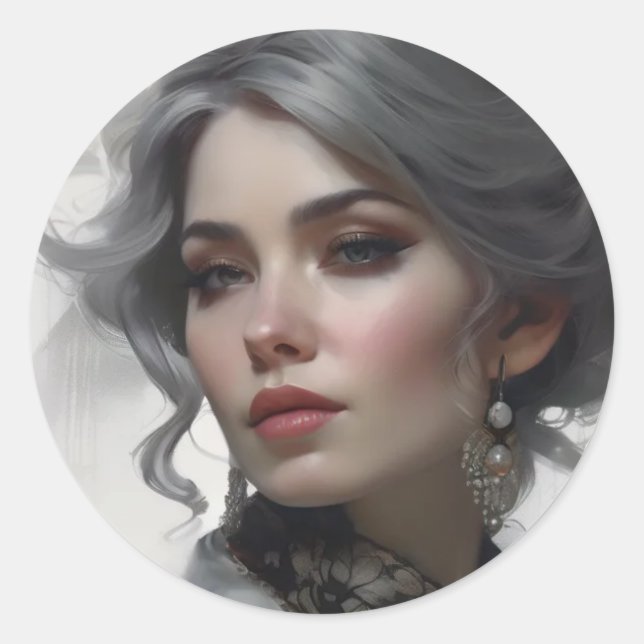 Beautiful portrait of a Victorian woman Runder Aufkleber (Vorderseite)