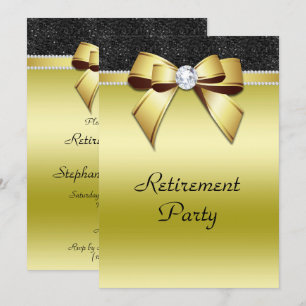 Beautiful Posh Gold & Black Jewel Retirement Einladung