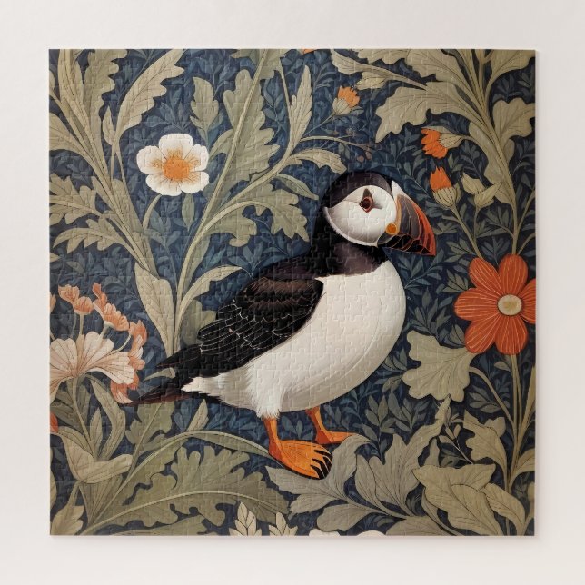 Beautiful Puffin William Morris Inspiriert (Vertikal)