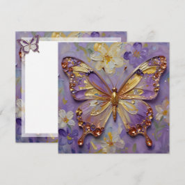 Beautiful Purple Butterfly and Flowers Blank Karte