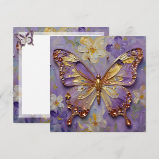 Beautiful Purple Butterfly and Flowers Blank Karte