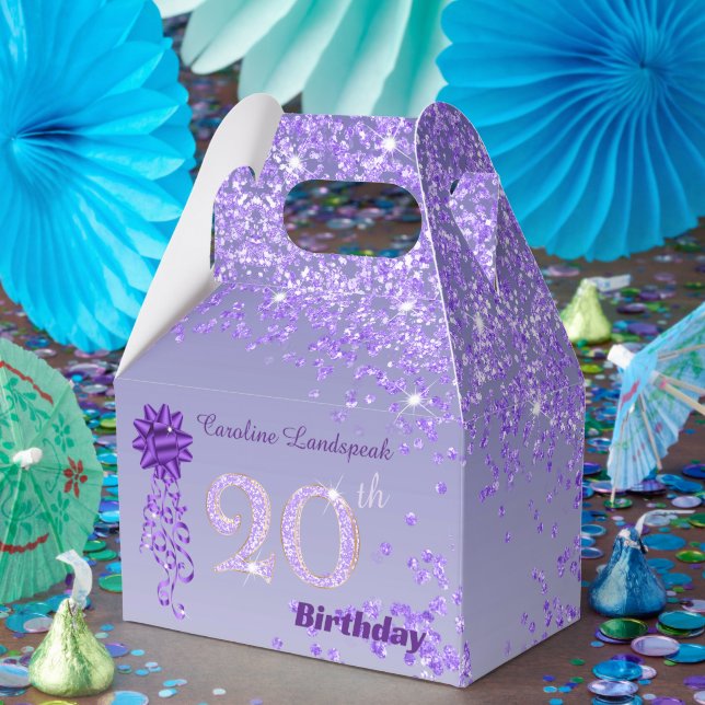 Beautiful Purple Glitter Ribbon 20th Birthday Geschenkschachtel (Party)