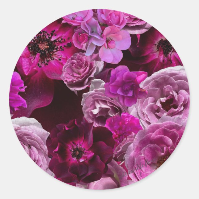 Beautiful Purple Rose Collage Runder Aufkleber (Vorderseite)