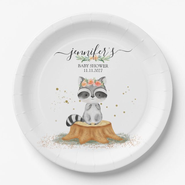 Beautiful Raccoon Nature Baby Party Pappteller (Vorderseite)