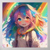 Beautiful Rainbow Anime Girl