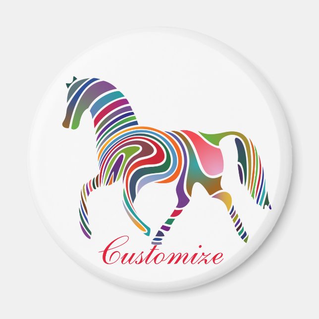 Beautiful Rainbow Color Horse Thunder_Cove Magnet (Vorne)