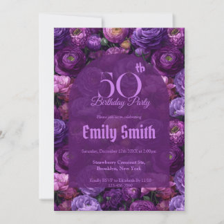 Beautiful Ranunculus Sparkle Custom Birthday Einladung