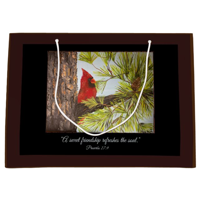 Beautiful Red Bird Christlich Große Geschenktüte (Vorderseite)