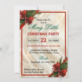 Beautiful Red Bow and Ribbon Christmas Party Einladung
