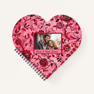 Beautiful Red Floral Custom Personalisiert Notizbuch