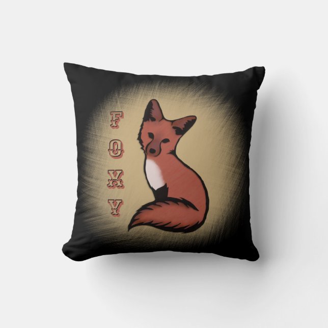 Beautiful Red Foxy Fox Black Kissen (Vorderseite)