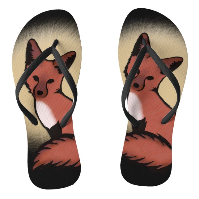 Beautiful Red Foxy Fox Flip Flops (Fußbett)