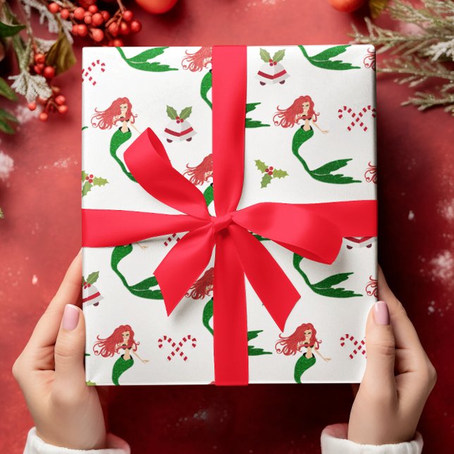 Beautiful Red Green Glitzer Weihnachtsmaid Geschenkpapier (Von Creator hochgeladen)