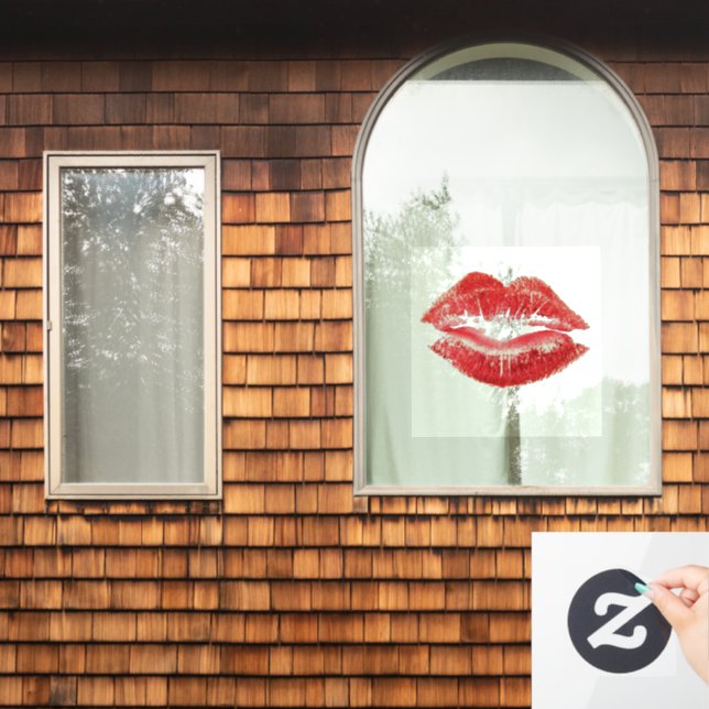 Beautiful Red Kiss Isolated Vector Art Fensteraufkleber (Fenster Zuhause)