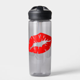 Beautiful Red Lipstick Kiss Isolated Trinkflasche
