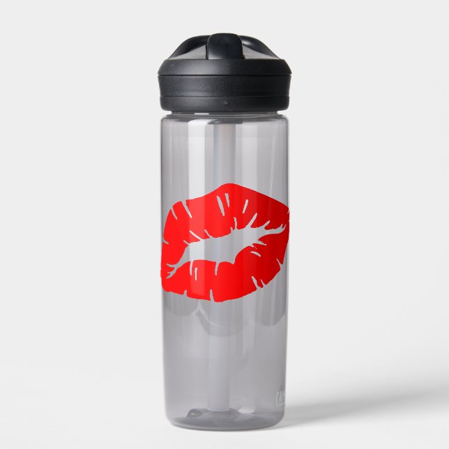 Beautiful Red Lipstick Kiss Isolated Trinkflasche (Vorderseite)