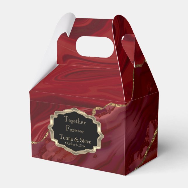 Beautiful Red Marble and Gold Fevor Box Geschenkschachtel (Vorderseite)
