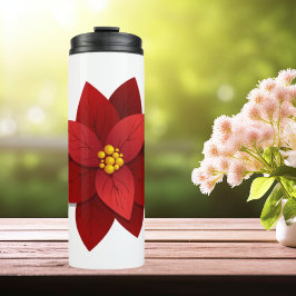 Beautiful Red Poinsettia Blume Christmas Tumbler Thermosbecher
